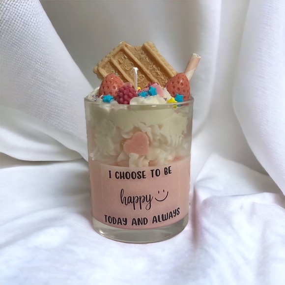 Handmade Candle I CHOOSE TO BE HAPPY TODAY AND ALWAYS - Vanilla Fragance - Picture 1 of 7